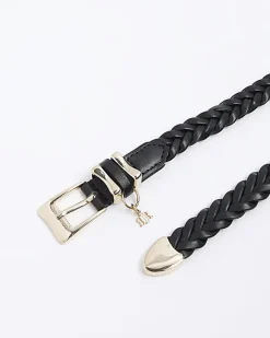 River Island plaited skinny belt Black New