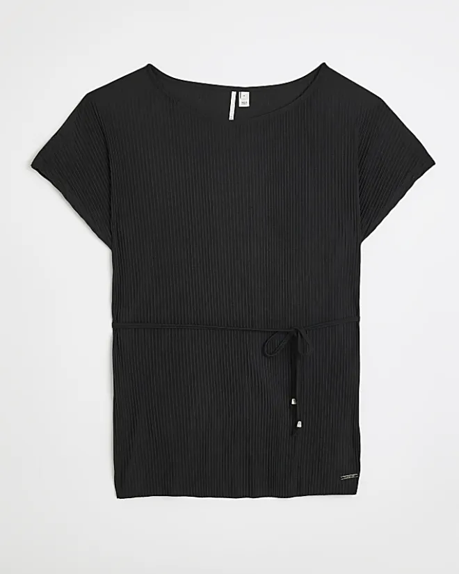 River Island plisse belted top Black Hot