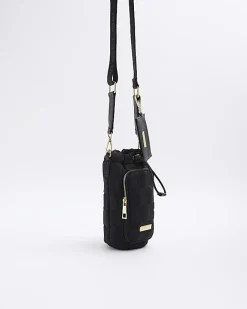 River Island Quilted Bottle Holder Bag Black Discount