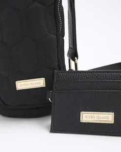 River Island Quilted Bottle Holder Bag Black Discount