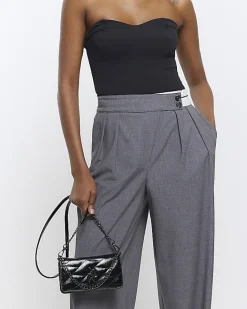 River Island quilted chain cross body bag Black Online