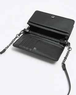 River Island quilted chain cross body bag Black Online