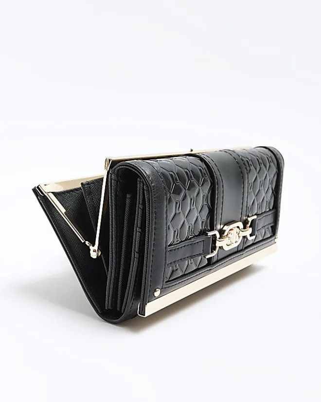 River Island quilted clip top purse Black Sale