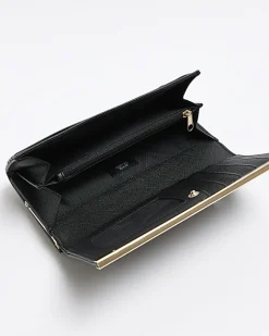 River Island quilted clip top purse Black Sale