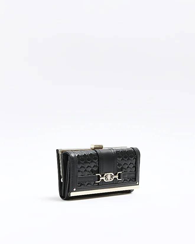 River Island quilted clip top purse Black Sale