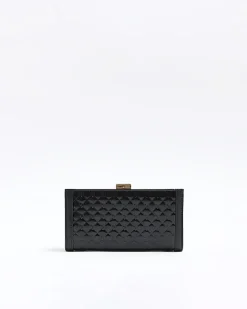 River Island quilted clip top purse Black Sale