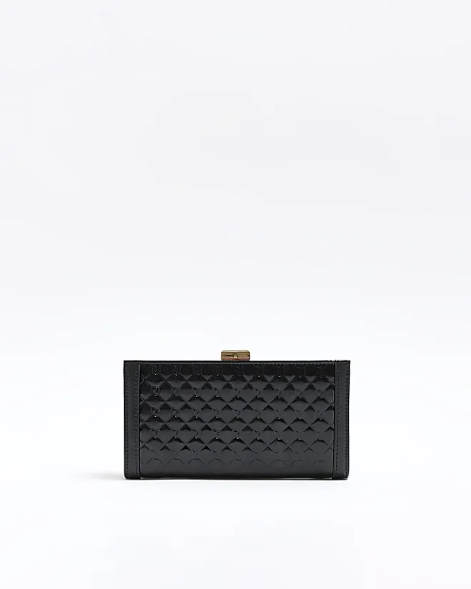River Island quilted clip top purse Black Sale