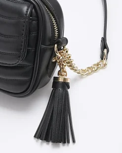 River Island quilted front pocket cross body bag Black Outlet