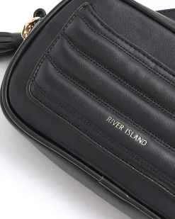 River Island quilted front pocket cross body bag Black Outlet