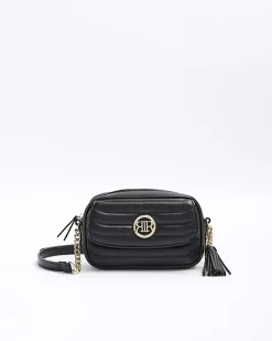 River Island quilted front pocket cross body bag Black Outlet