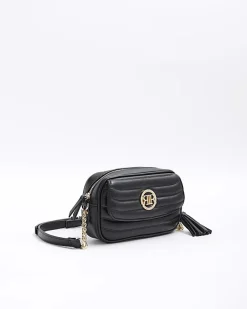 River Island quilted front pocket cross body bag Black Outlet
