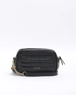 River Island quilted front pocket cross body bag Black Outlet