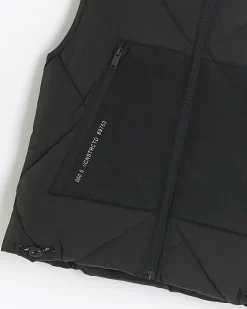 River Island quilted hooded gilet Black Fashion