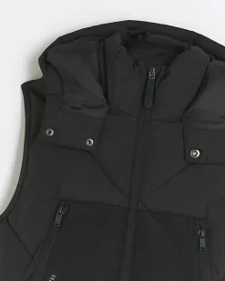 River Island quilted hooded gilet Black Fashion
