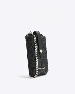 River Island quilted phone holder bag Black Sale