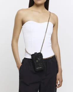 River Island quilted phone holder bag Black Sale