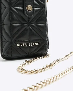 River Island quilted phone holder bag Black Sale