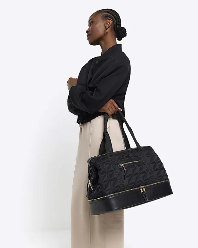 River Island quilted travel bag Black Fashion