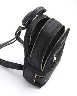 River Island Quilted Zip Backpack Black New