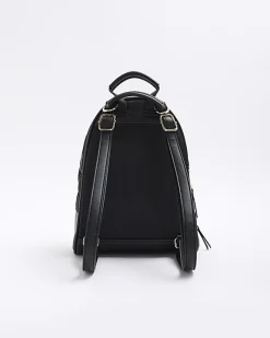 River Island Quilted Zip Backpack Black New