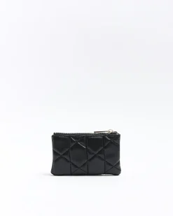 River Island quilted zip pouch Black Outlet