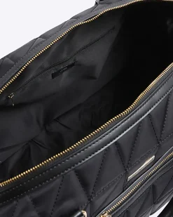 River Island quilted zip travel bag Black Fashion