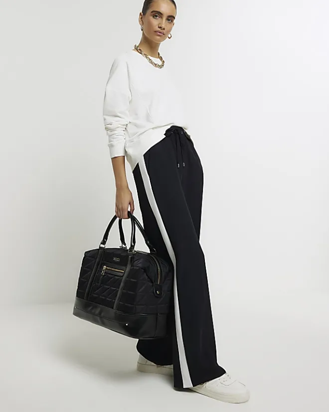 River Island quilted zip travel bag Black Fashion