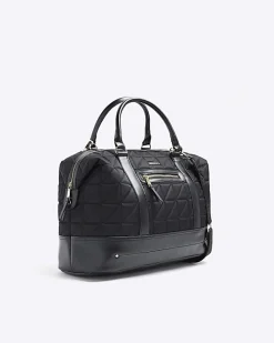River Island quilted zip travel bag Black Fashion