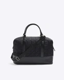 River Island quilted zip travel bag Black Fashion