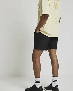 River Island regular fit cargo swim shorts Black Outlet