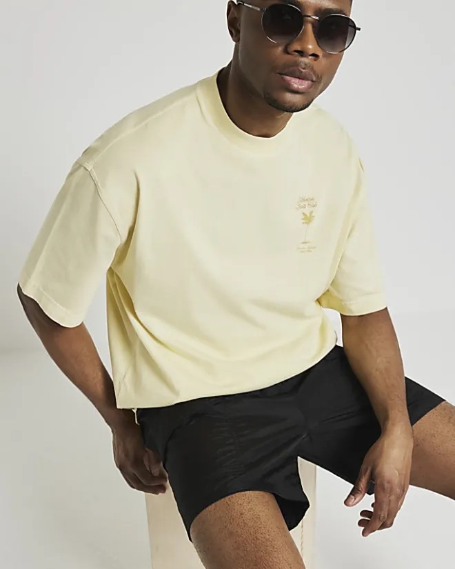 River Island regular fit cargo swim shorts Black Outlet