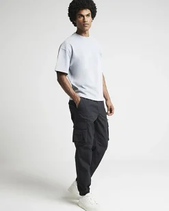 River Island regular fit cargo trousers Black Fashion