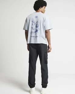River Island regular fit cargo trousers Black Fashion