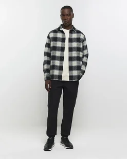 River Island regular fit check long sleeve shirt Black Sale