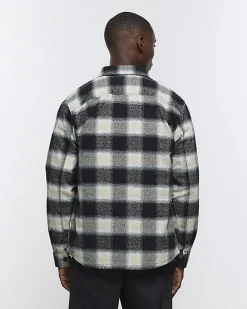 River Island regular fit check long sleeve shirt Black Sale