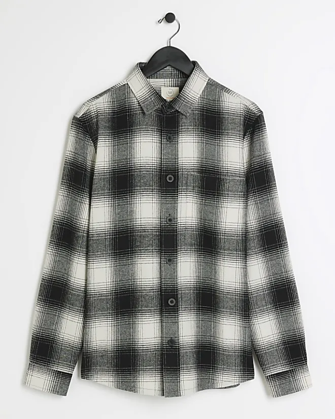 River Island regular fit check shirt Black Fashion