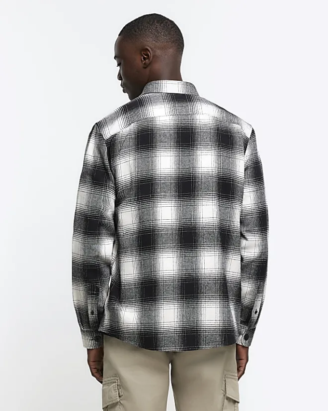 River Island regular fit check shirt Black Fashion