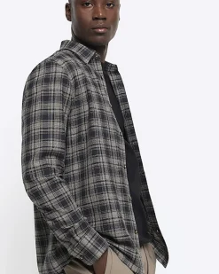 River Island regular fit check shirt Black Best