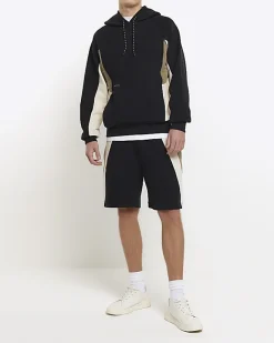 River Island regular fit colour block hoodie Black Sale