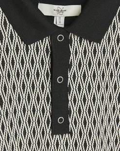 River Island Regular Fit Diamond Jacquard Polo Black Hot