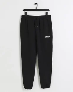 River Island regular fit graphic joggers Black Best