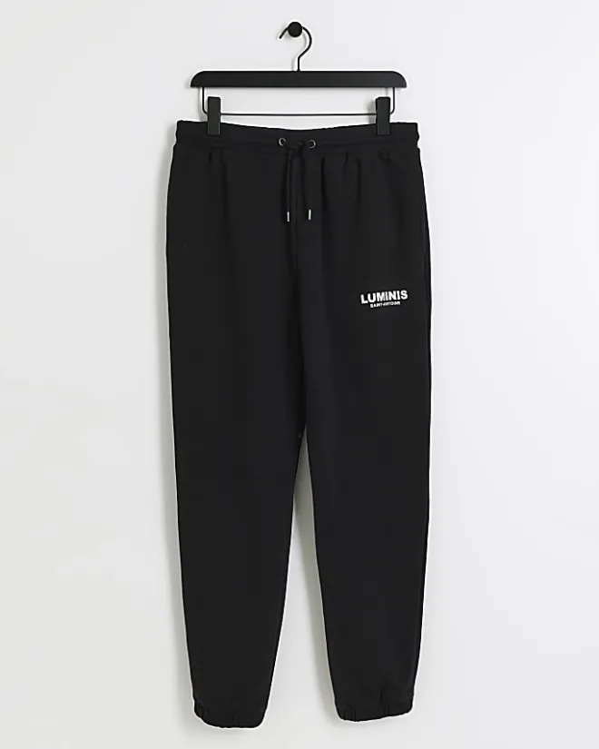 River Island regular fit graphic joggers Black Best
