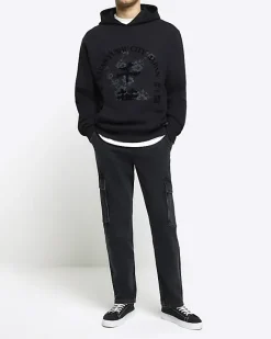 River Island regular fit graphic hoodie Black Best