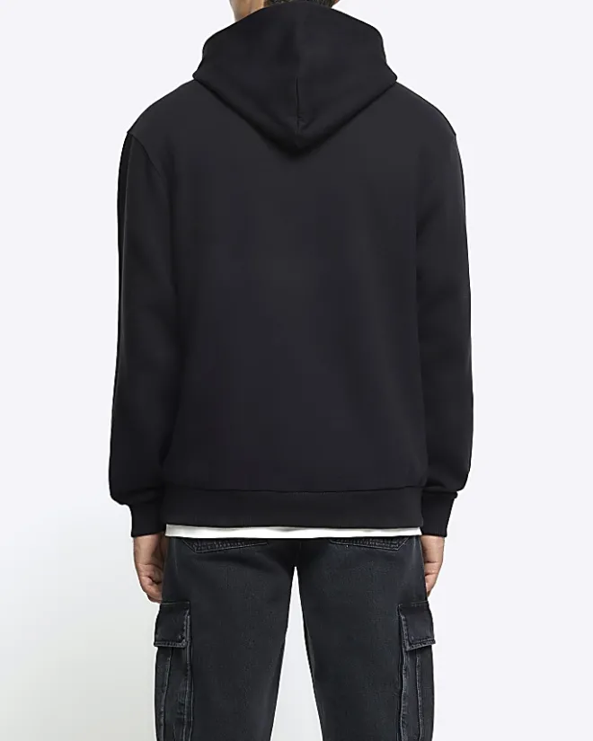 River Island regular fit graphic hoodie Black Best