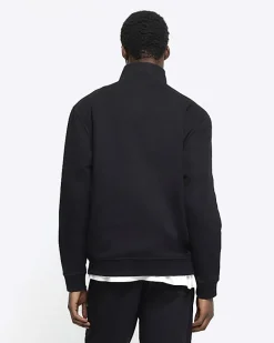 River Island regular fit half zip sweatshirt Black New