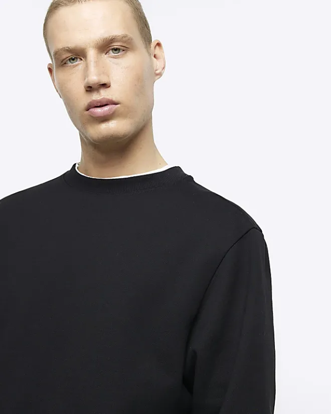 River Island regular fit long sleeve sweatshirt Black Discount