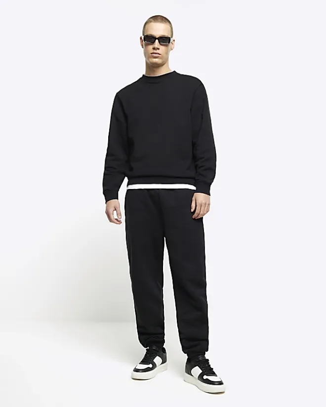 River Island regular fit long sleeve sweatshirt Black Discount