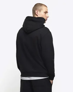 River Island regular fit plain hoodie Black New