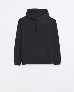 River Island regular fit plain hoodie Black New