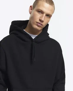 River Island regular fit plain hoodie Black New